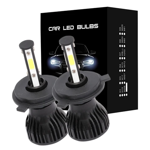 Светодиодная лампа H7 LED H4 H11 H8 H9 автомобильная светодиодная лампа для фары LED лампа для фар 9005 лм 4COB чип 9006 6000 HB4 HB3 Автомобильный светодиодный налобный фонарь K белый 12 В