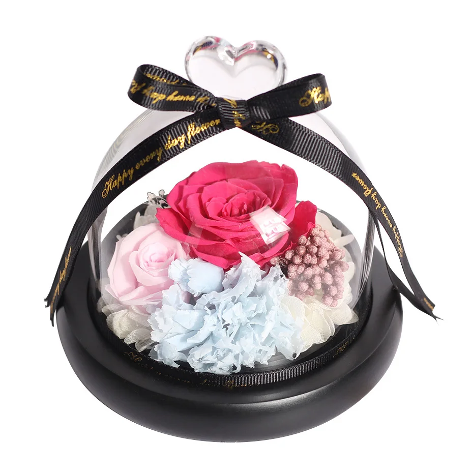 Романтическая красота и чудовище вечная гвоздика Роза в стеклянном чехле с