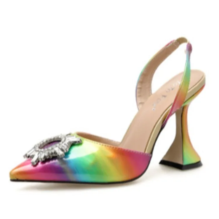 

2021 pointed Diamond Sunflower wine cup heel super high heels color large 42