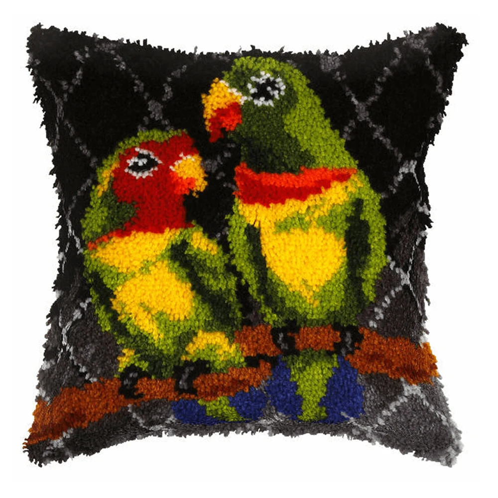 

Cushions kit Latch hook pillows kit with Pre-Printed Pattern Parrot Foamiran for needlework Knot pillow package Embroidery