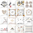 LuanQI Рождественская Подушка Чехол 45x45 см белые золотые мягкие наволочки Новогодние декоративные украшения для дома Рождество 2021