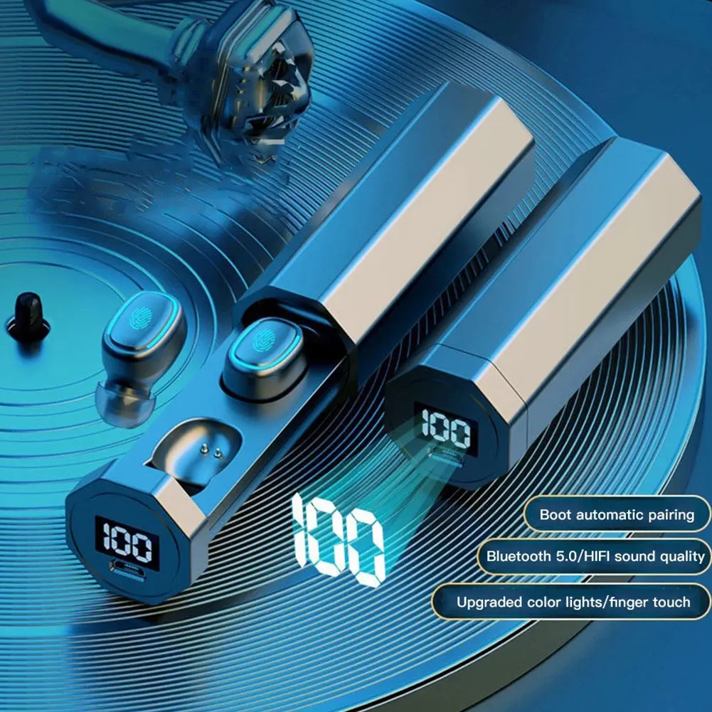 

TWS Bluetooth Earphone 5.0 Wireless Earbud Gaming Headphones TWS-201 Touch Control Sports Waterproof Stereo With Charging Case