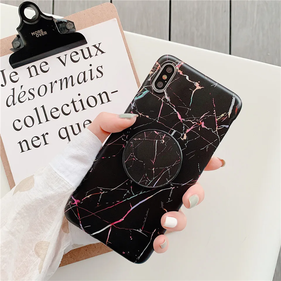 Классный мраморный чехол для телефона с держателем Apple iPhone Xr подставкой X Xs max 8 7 plus