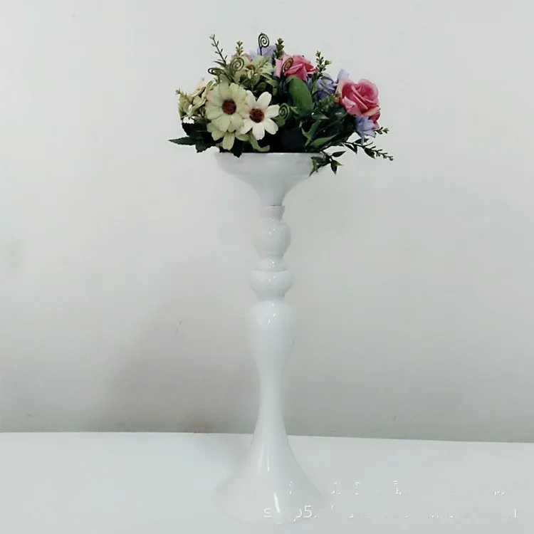 white 38cm Металлические подсвечники, цветы, ваза-подсвечник, Центральные элементы, дорожные свинцовые канделябры, центральные украшения для свадьбы, рождественские украшения - Цвет: white 38cm