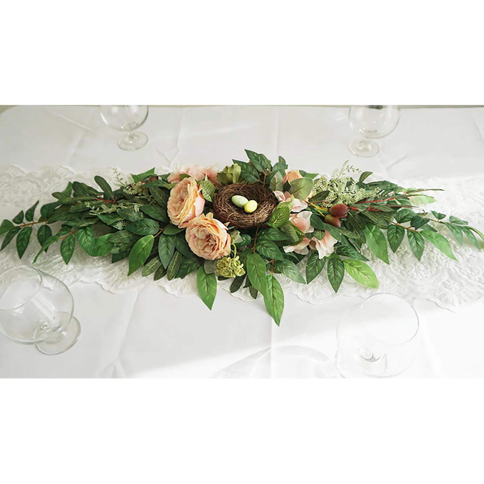 

Flower Swag Flower Wreath Home Decoration Christmas Wreaths Wall Hanging Green DIY 1pcs Round Silk Plastic Wedding Decoration