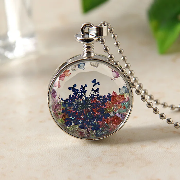 Натуральный белый кристалл камень кулон многоцветный цветок ожерелье ручной