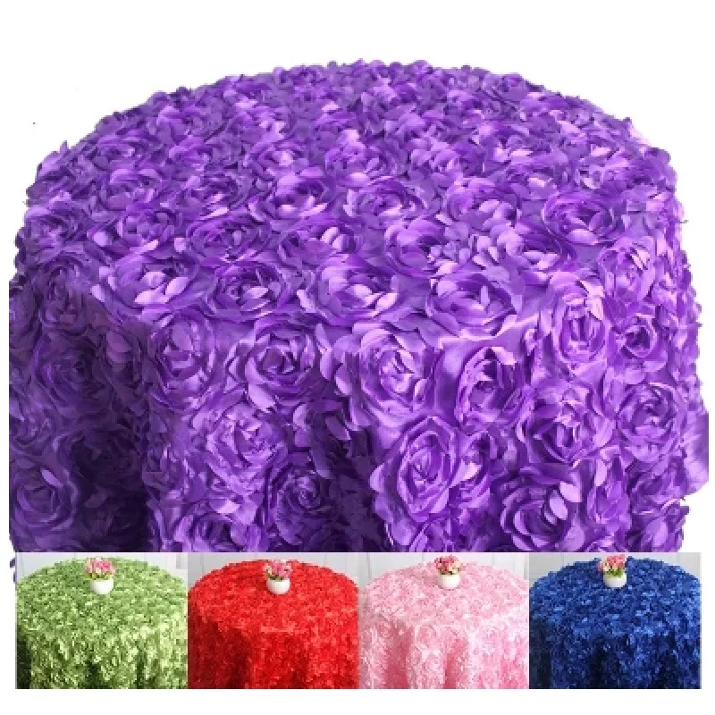 

Three-Dimensional Roses Round Table Cloth Embroidered Tablecloths European Style Wedding Banquet Cloth