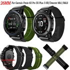 Ремешок для смарт-часов Garmin Fenix 6X Pro 5X Plus 3 HR, быстросъемный эластичный плетеный нейлоновый сменный Браслет, 26 мм