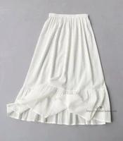 women bottoming skirts wrinkled texture thin pure cotton hanfu petticoat underskirt large hem long ruffles white half slip dress