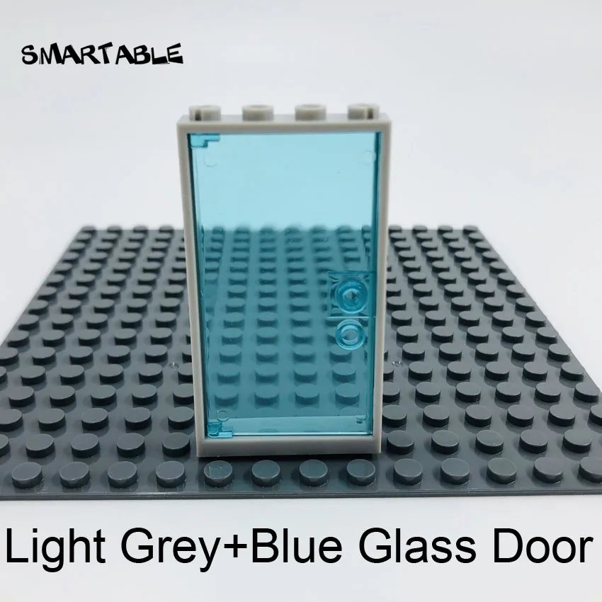 Light Grey Blue Door Умная оконная дверная рама 1x4x6 строительные блоки MOC части со стеклянными игрушками для детей дом совместим все бренды город 20 шт./лот - Цвет: Light Grey Blue Door
