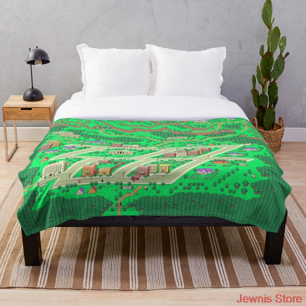 

Earthbound Onett Map Blanket Personalized Blankets On For The Sofa/Bed/Car Portable 3D Blanket For Kid adult Home Textiles