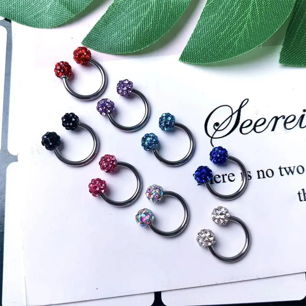 1 шт. стразы кольцо в нос стальной зажим для носа пирсинг губ женские Кольца