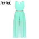 Детское балетное танцевальное платье для девочек, короткий комбинезон балерины с ремнем Стразы для школьного выступления, Современная Одежда для танцев