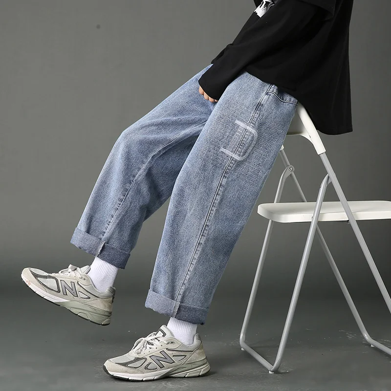 Black Bue Straight Jeans Men Fashion Casual Harem High Street Denim Hip Hop Pants Man Loose Long Trousers Cowboy Modis Cloth