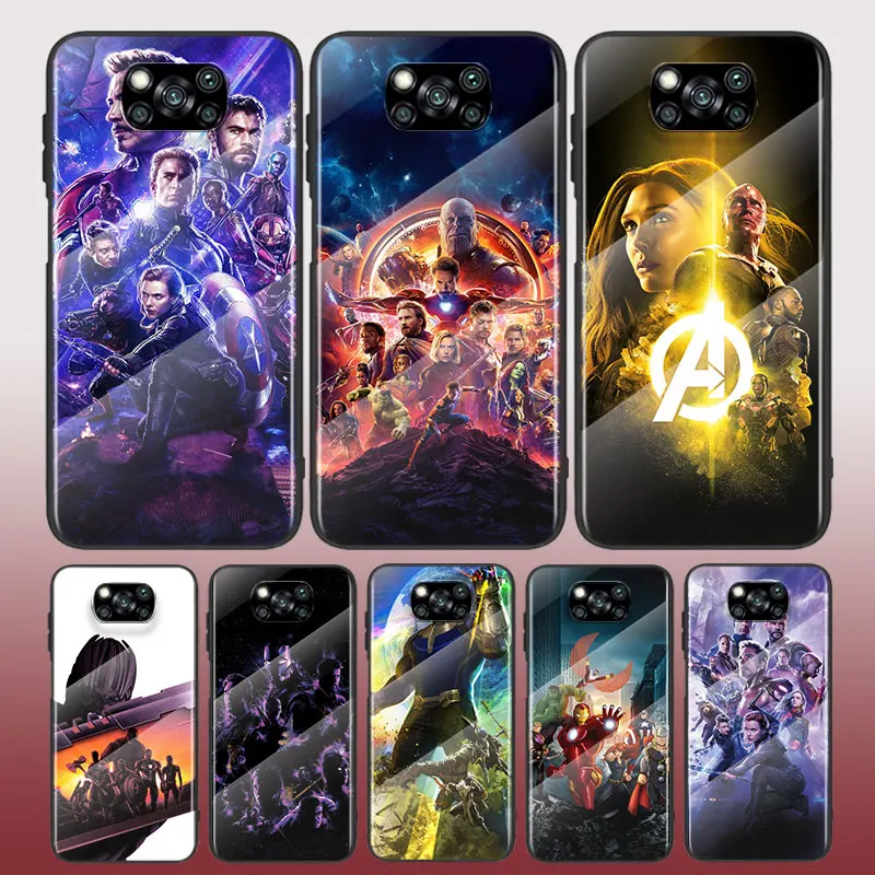 

Marvel Avengers Member Tempered Glass Cover For Xiaomi Mi 11 11i 10T CC9E 9T Note 10 Ultra Pro Lite 5G Phone Case