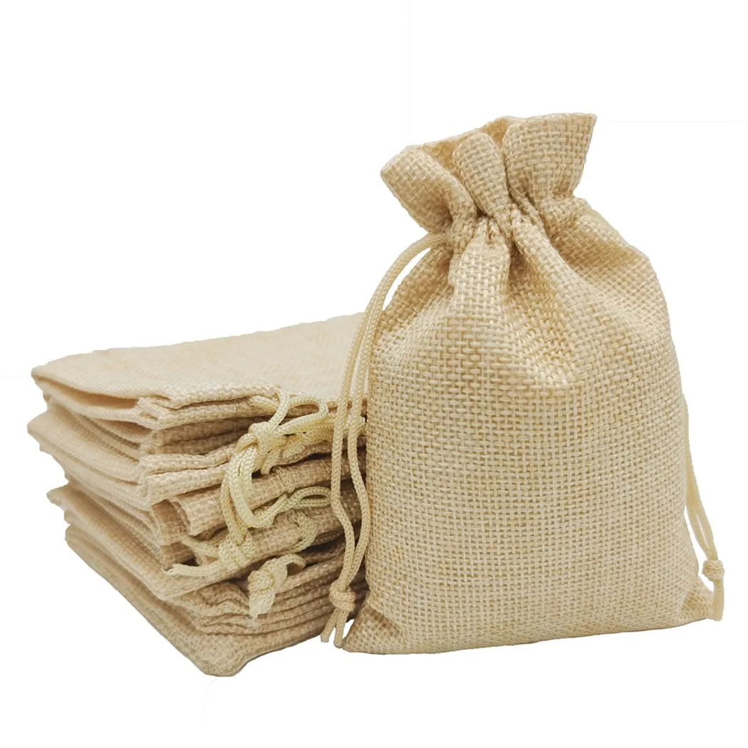

10PCS Jute Linen Drawstring Bag Storage Bags Handmade Pouches Candy Favor Holder Jewelry Party Gifts Bag Storage Bag Pouch