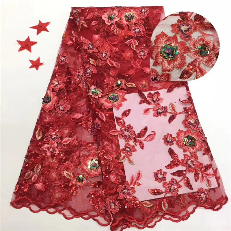 African green Organza big Sequins 3d Lace Fabric 2019 Hot Sale Nigerian Wedding Dress High Quality French Net Mesh | Дом и сад