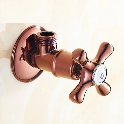 MTTUZK European antique Brass Filling Valves Rose Gold Angle Valve Golden/ Black/ Chrome Water Stop Valve G1/2" - Цвет: rose gold cold water