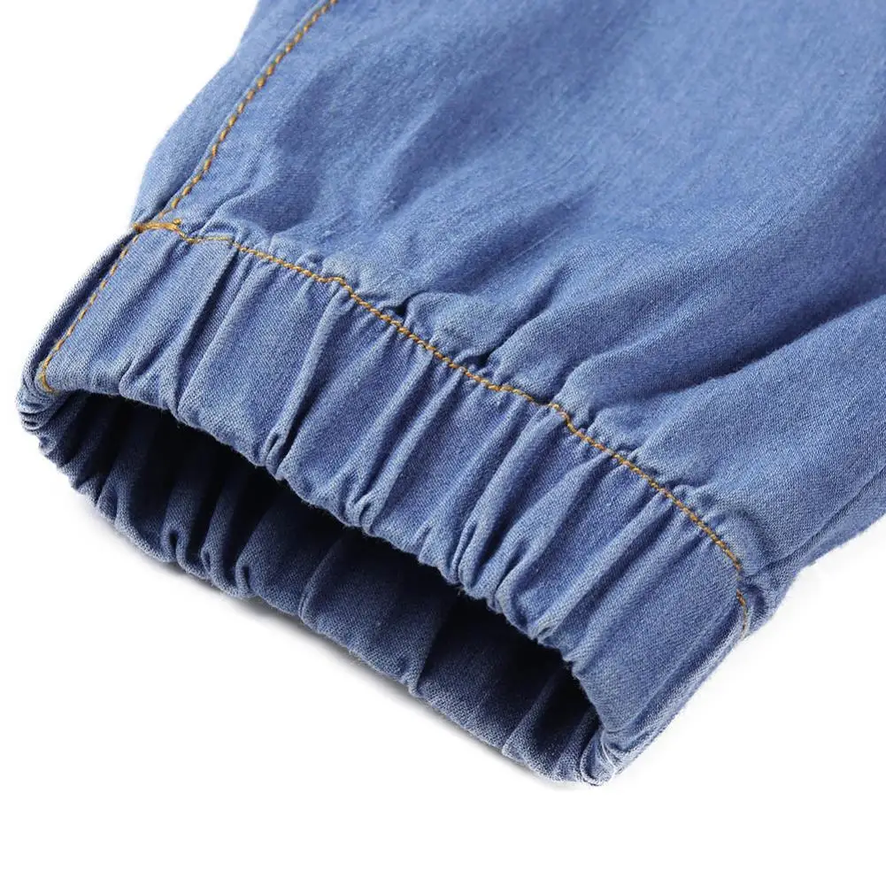 

Plus Size Fashion Casual Women Drawstring Elastic Waist Jeans Loose Denim Long Pants Long Pants