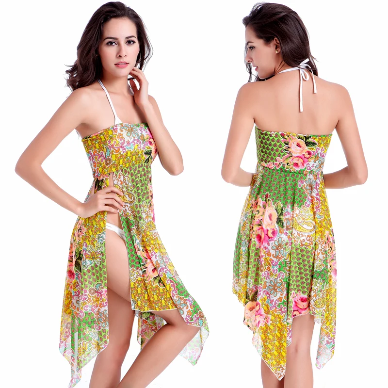 

3 Wear Options Dress At Beach Home Street Vintage Multi Way Convertible Matches Bikini Cover Ups 01#