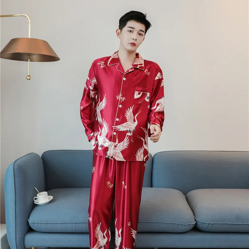 

New Couple Pyjamas Silk Satin Pajama Sets Nightdress Long Sleeve Sleepwear Men Women Homewear Soft Pijama Plus Size M-5XL