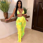 HAOYUAN сетчатые Прозрачные Пляжные комплект из двух предметов с трусиками Для женщин сексуальный бюстгальтер кроп Топ и штаны, костюм из 2 вещей, для клуба; Одинаковые комплекты