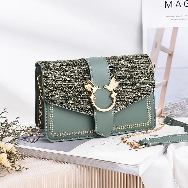 

2021 New Fashion High Quality Leather Women Mini Crossbody Bag Korean-Style Chain Retro Portable Shoulder Packet
