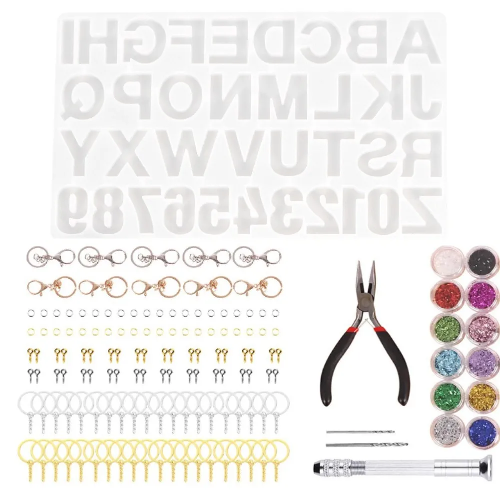 

DIY Crystal Epoxy Alphanumeric Mold 125 Pieces Combination Handmade Jewelry Accessories Resin Silicone Model