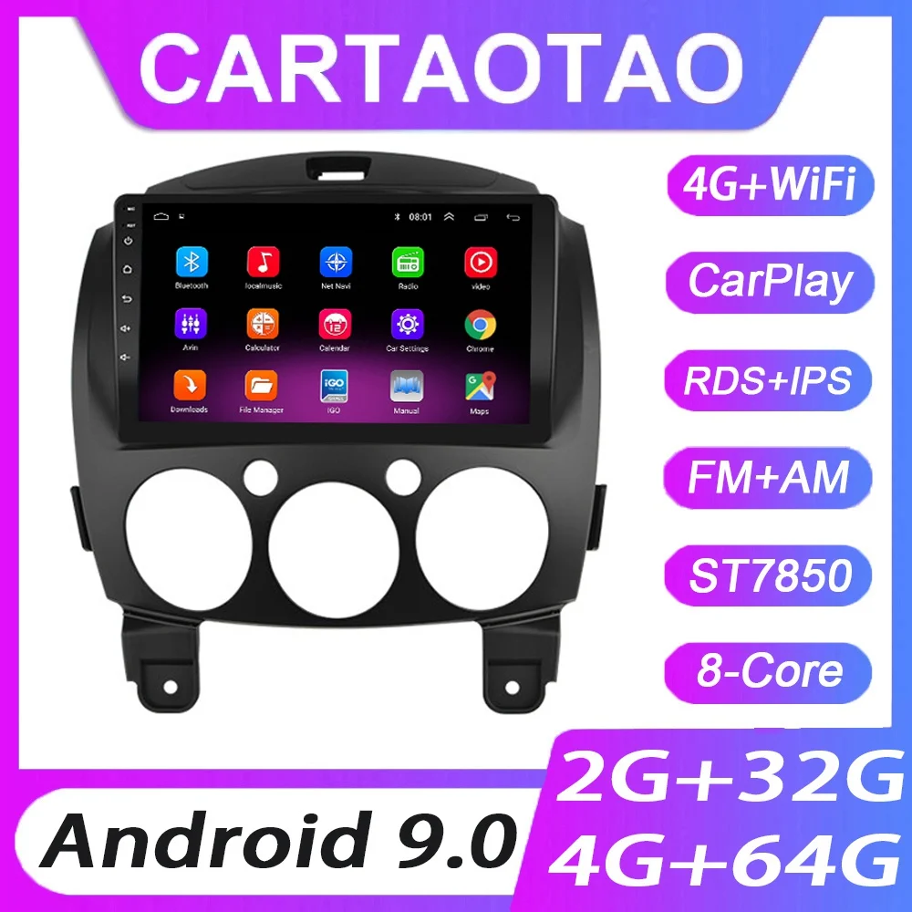 Автомобильный DVD плеер для MAZDA 2 9 0 2007 2008 4 Гб + 64 ГБ Android 2014 радио GPS навигация Wi Fi RDS