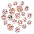 Светло-розовый цветочный кристалл, украшение для волос, банты, пуговицы со стразами, Золотаясеребряная металлическая основа, блестящие стразы для рукоделия