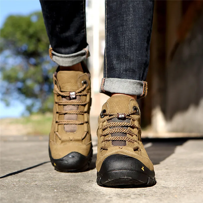 Зимние теплые мужские ботинки модные с высоким берцем Bota Masculina Para Neve нескользящие