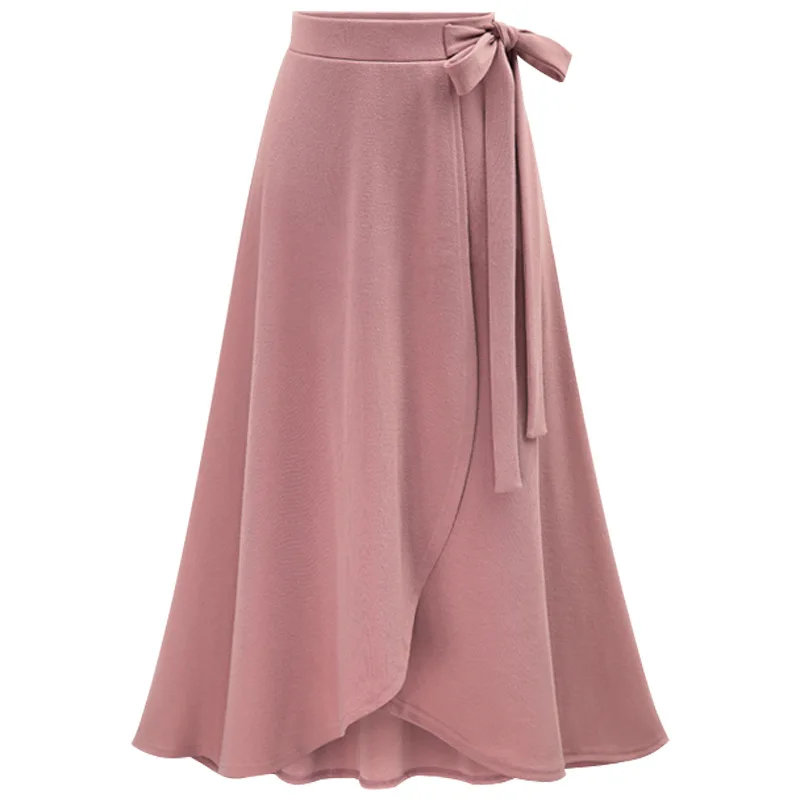 

Fashion Skirt 2021 New High-waist Split Skirt Plus Size Mid-length Lace-up Skirt Irregular Skirt
