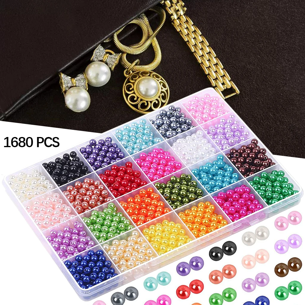 1680pcs Round Pearl Beads 6mm DIY Craft 24 Mixed Colors Plastic Spacer | Украшения и аксессуары