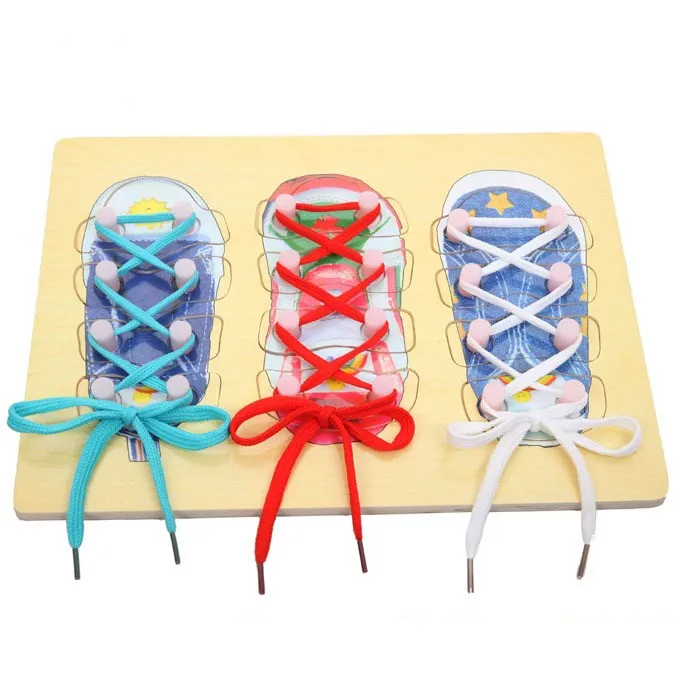 

Children Learning Tying Shoelaces And Threading Board Baby Boys Girls Early Education Toys Kids Hand-eye Coordination Training