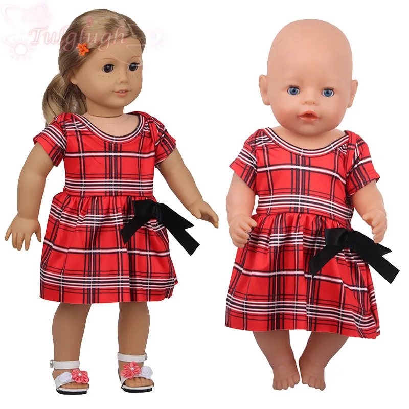 Новинка 2021 платье с бантом в красную клетку подходит для кукол-новорожденных 43 см
