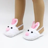 1pairs rabbit slipper shoes for 18 inch girl toys doll miniature dolls lovely plush elastic rope slipper
