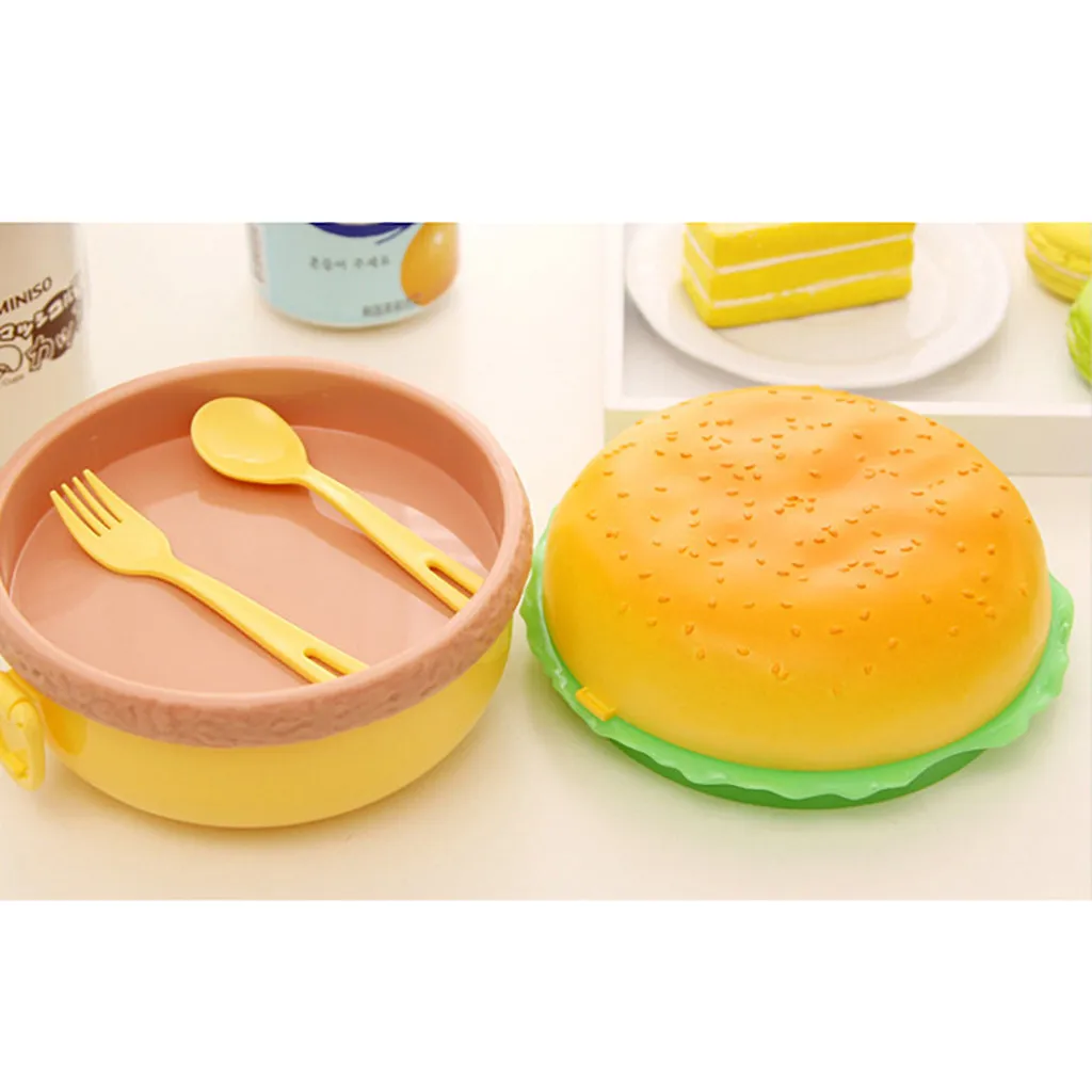 GH Creative Popular Lunch Box Of Food Containers Storage For Children With Fork Hamburger lunch box | Дом и сад