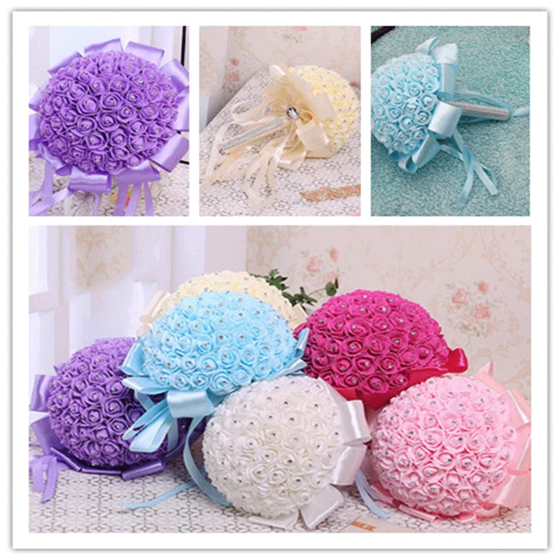 

Artificial Bridal Bouquet Handmade Beauty Foam Roses Wedding Bouquet Party decoration Accessories