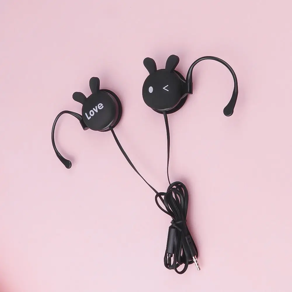 Проводная гарнитура с мультяшным кроликом и подвесными ушками розовая Милая