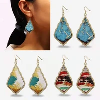 fashionbohemian womens earrings retro ethnic style drop shaped oil painting artificial leather earrings 2021 trend party gift