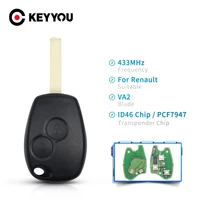 keyyou 433mhz 2 button remote control key for renault duster modus clio 3 twingo dacia logan sandero kangoo pcf7947 pcf7946 chip