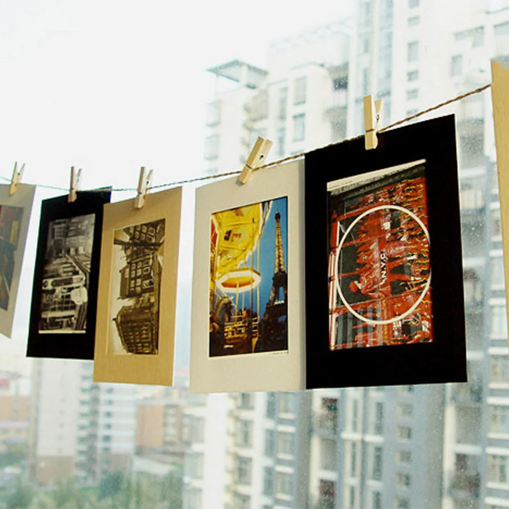 

10Pcs 3/5/6Inch Paper Photo Flim DIY Wall Picture Hanging Frame Album+Rope+Clips Set Wall Picture Kraft Home Decor