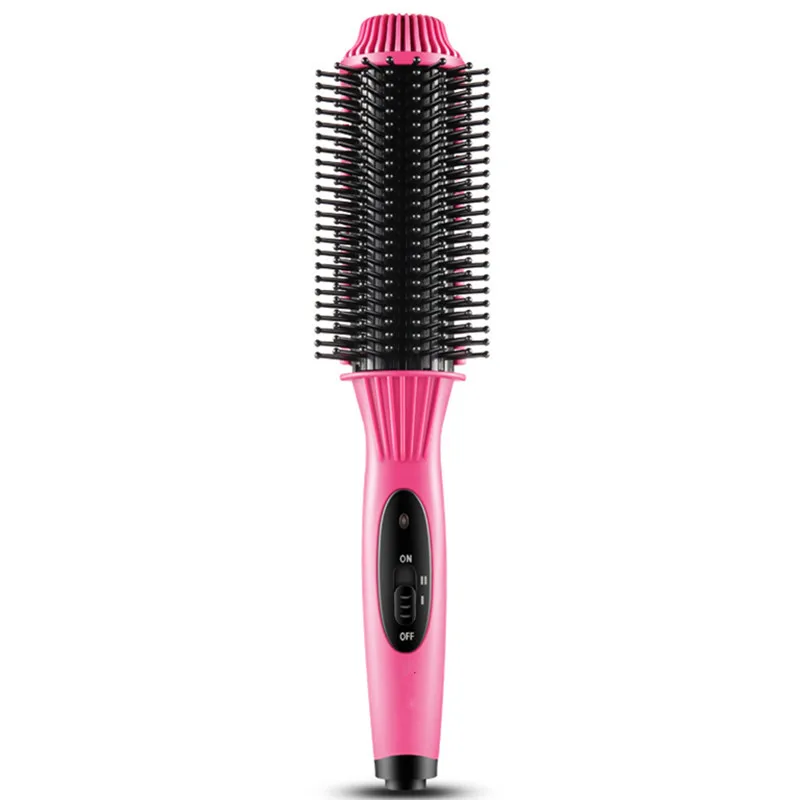 Pink Многофункциональные 2 в 1 электрические щипцы для завивки волос выпрямитель для волос Расческа Щетка выпрямители быстрый нагрев инструмент для укладки волос 15#903 - Цвет: Pink