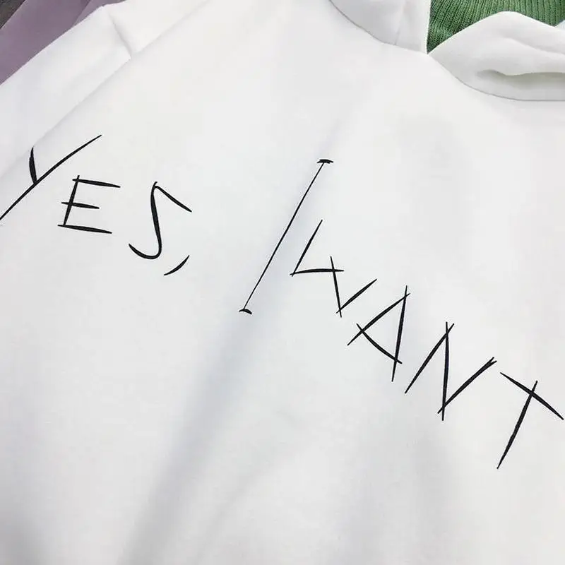 

Velvet Oversized Women Hoodie For Tops Clothes Pullover Loose High Collar Two -Letter Printing Casual Pullover Sweatshirt Female