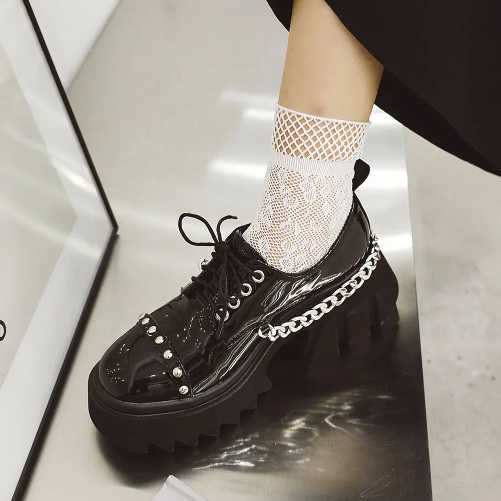 

Fanyuan Size 43 Ladies Pumps Spring Autumn Womens Chunky Block High Heel Platform Shoes Buckle Pumps Gothic Punk Shoes For Girl