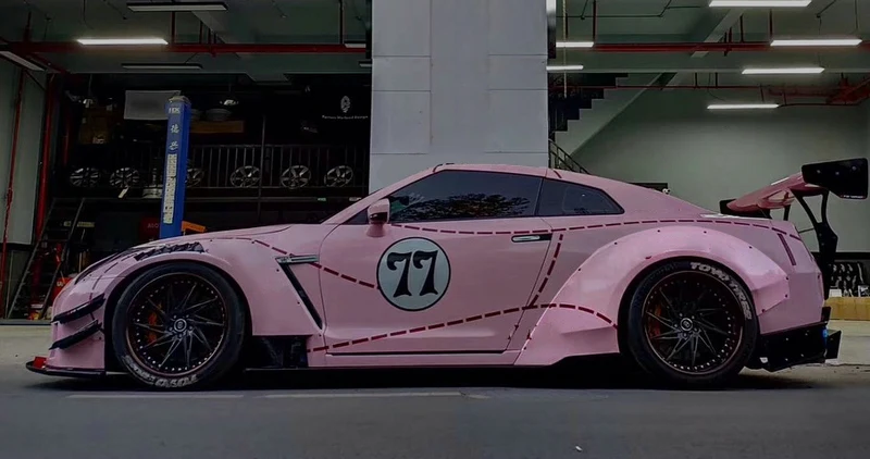 GT-R LBV2 стиль углеродное волокно широкое заднее крыло глянцевая отделка