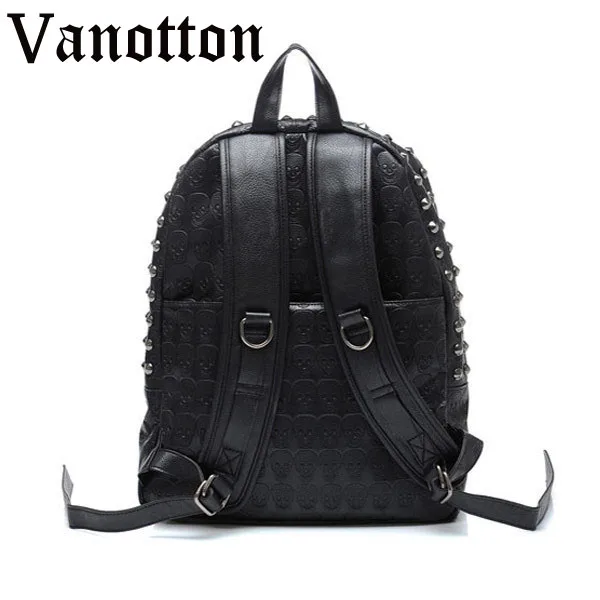 Женские кожаные рюкзаки школьные сумки для девочек подростков с черепами