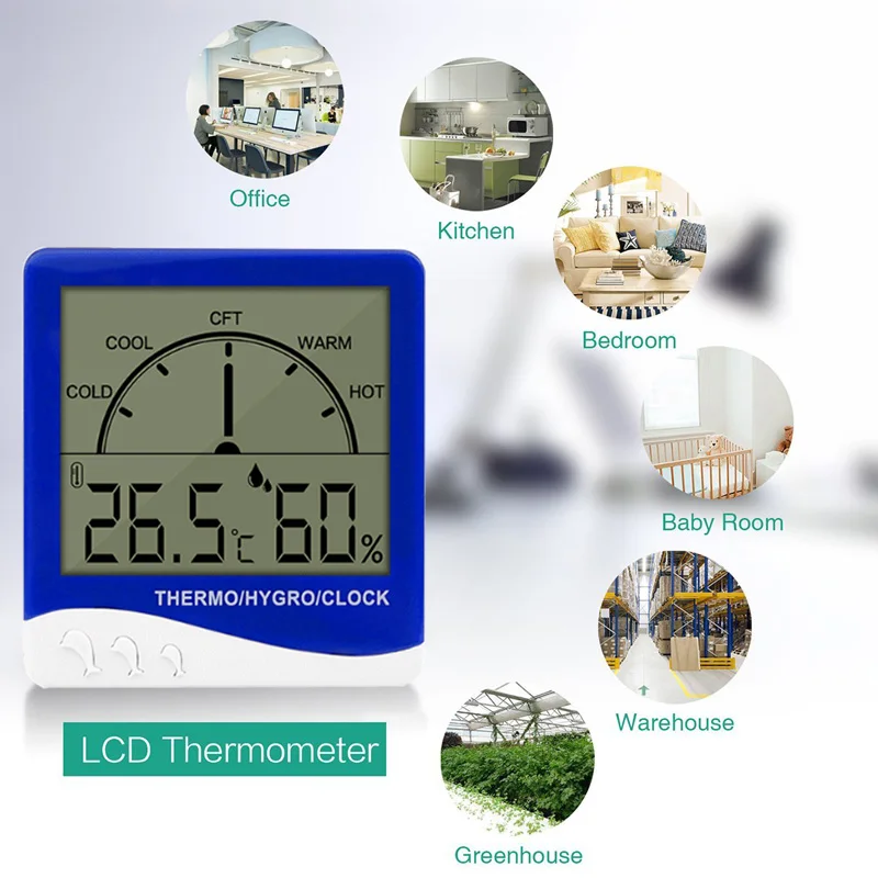 

EAAGD Indoor Humidity Monitor Thermometer Monitor Digital Hygrometer Thermometer Monitor with Stand and Large LCD Display