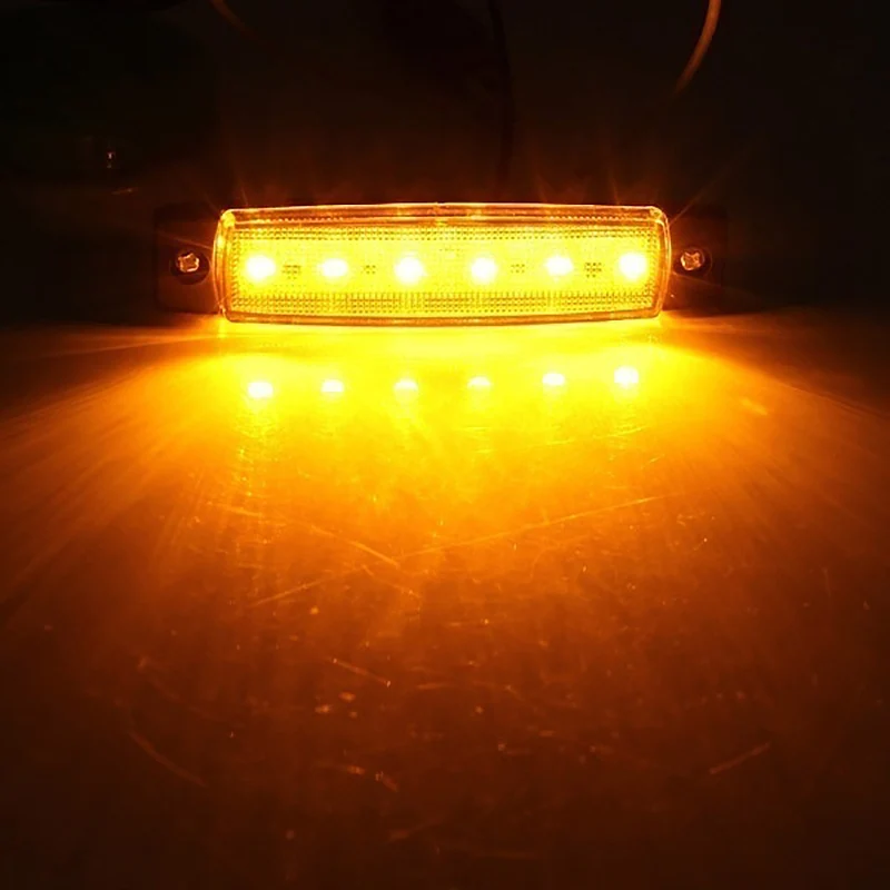 

10X 12V 6LED Side Marker Indicators Lights Lamp Truck Trailer Bus Boat (Color:Amber)