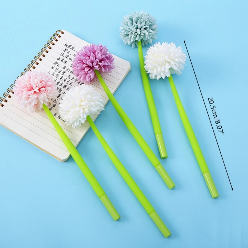 

4 Pcs Cute Black Gel Pen Vividly Bloom Chrysanthemum Gel Pen Refillable 0.5mm